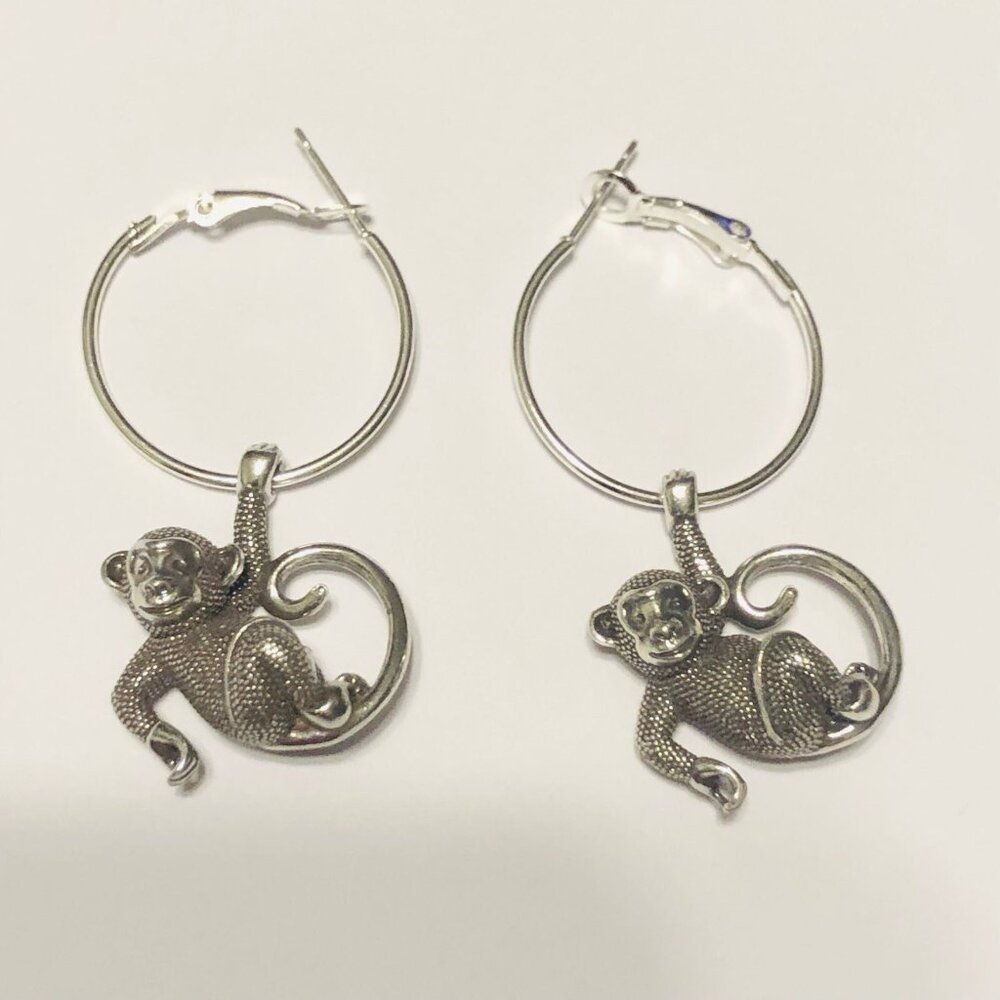 Brighton Silver Monkey Hoop Earrings